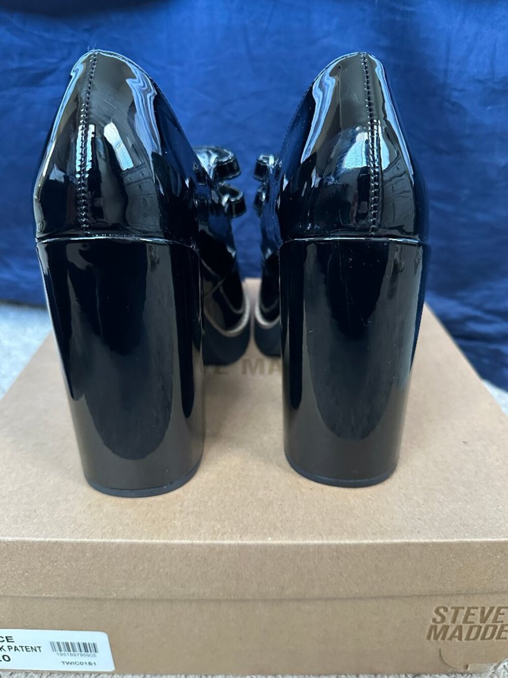 Steve Madden Twice Mary Jane Women's 10 Black Patent Platform Shoes - Picture 5 of 5